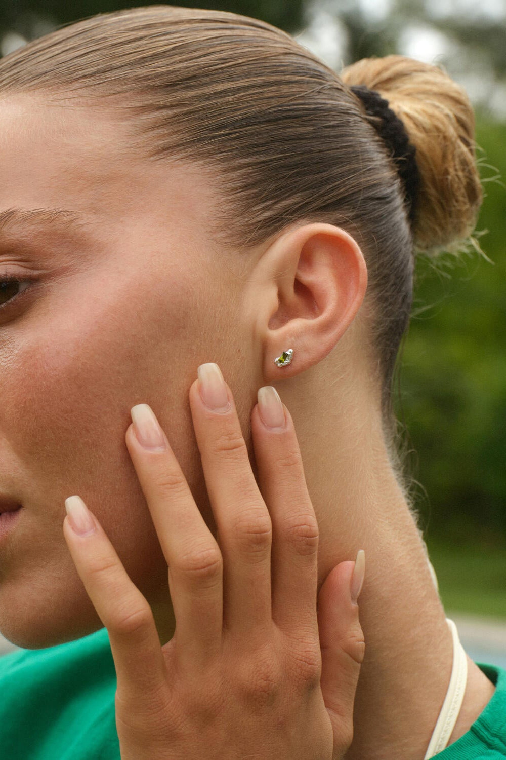 Contrast stud øreringe - sølv